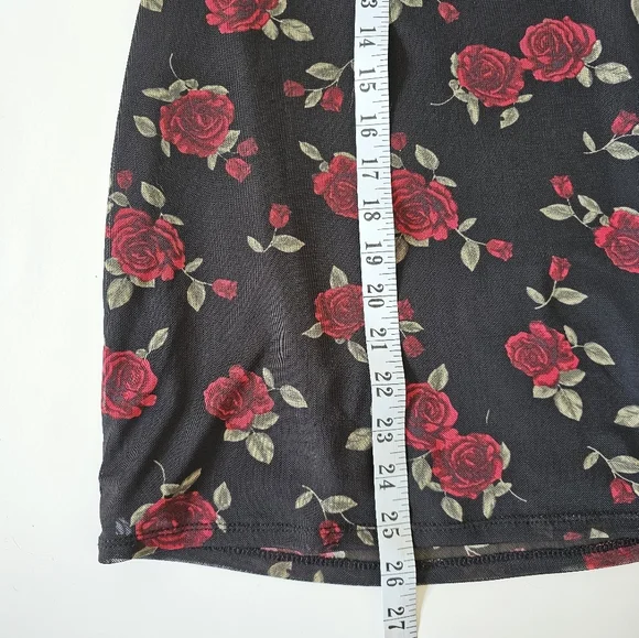 Garage Xs Cowl Neck Mini Floral Black and Red Dress - Picture 4 of 6